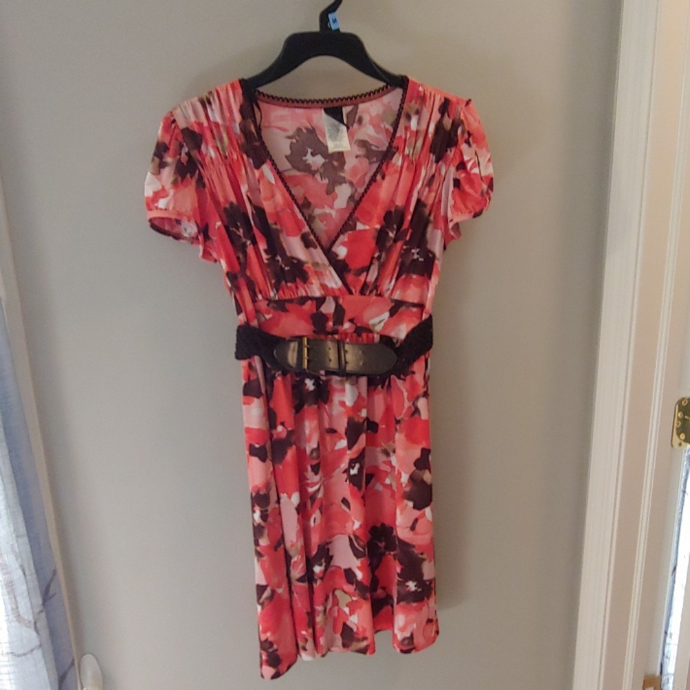 Pink & Brown Floral Dress